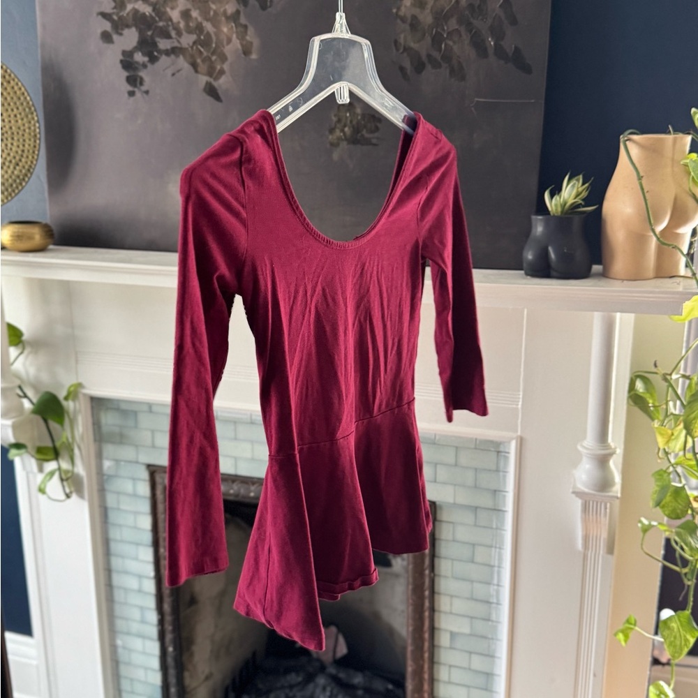 Elegant Burgundy Women’s Peplum Top